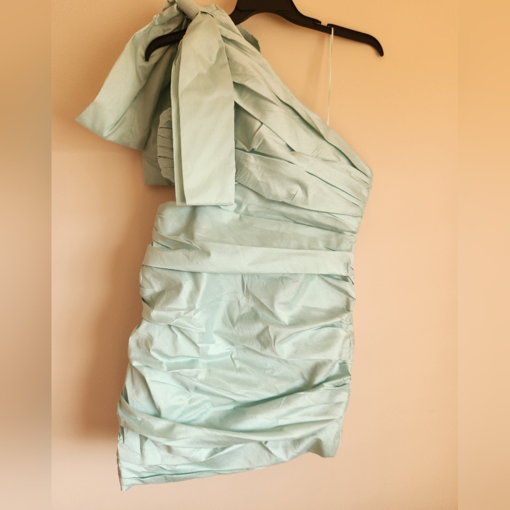 NWT! Helen O'Connor Anthropologie Mint Green Light Blue Crest Dress Siz… - Picture 5 of 8
